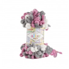 ALIZE PUFFY COLOR 6070 розовый/серый/белый